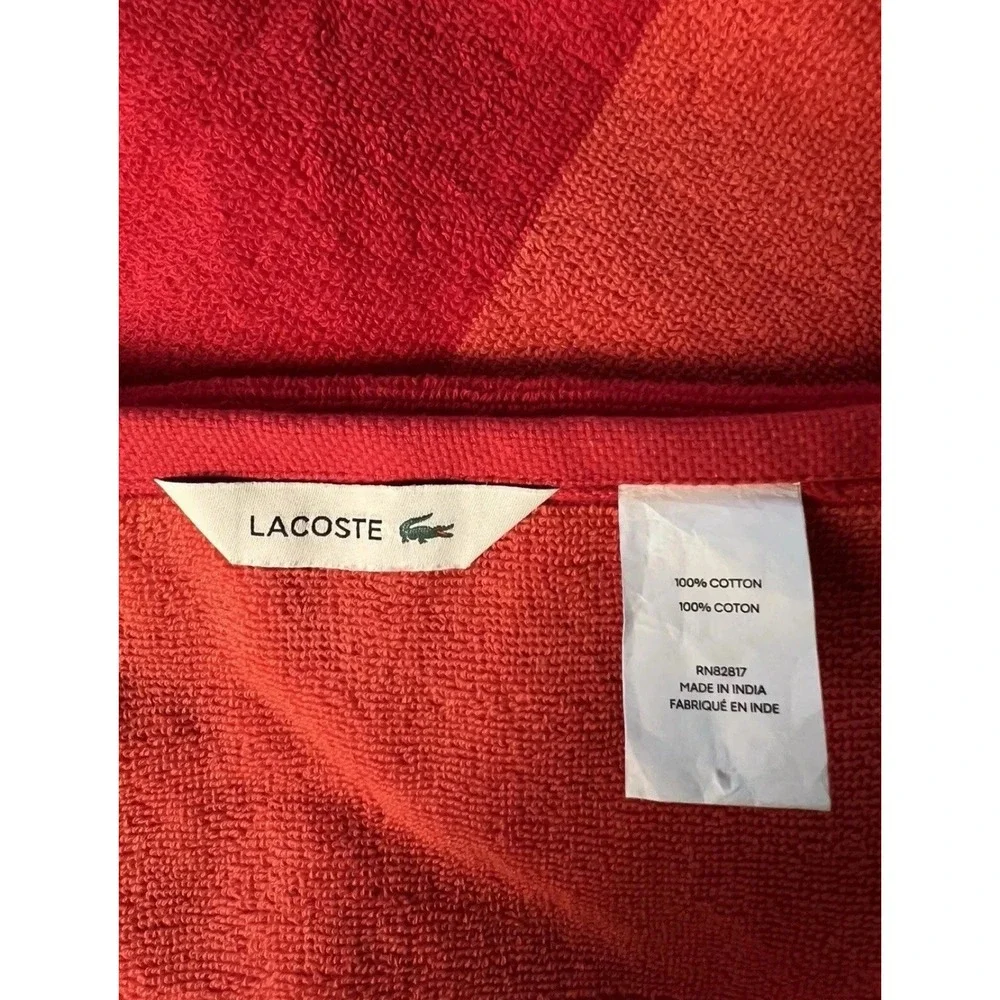 Lacoste Big Crocodile Logo Bath Towels Red 100%‎ Cotton 30